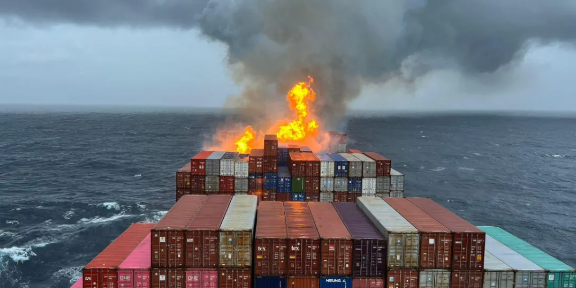 马士基旗下集装箱船航行途中动怒，多个货柜受损